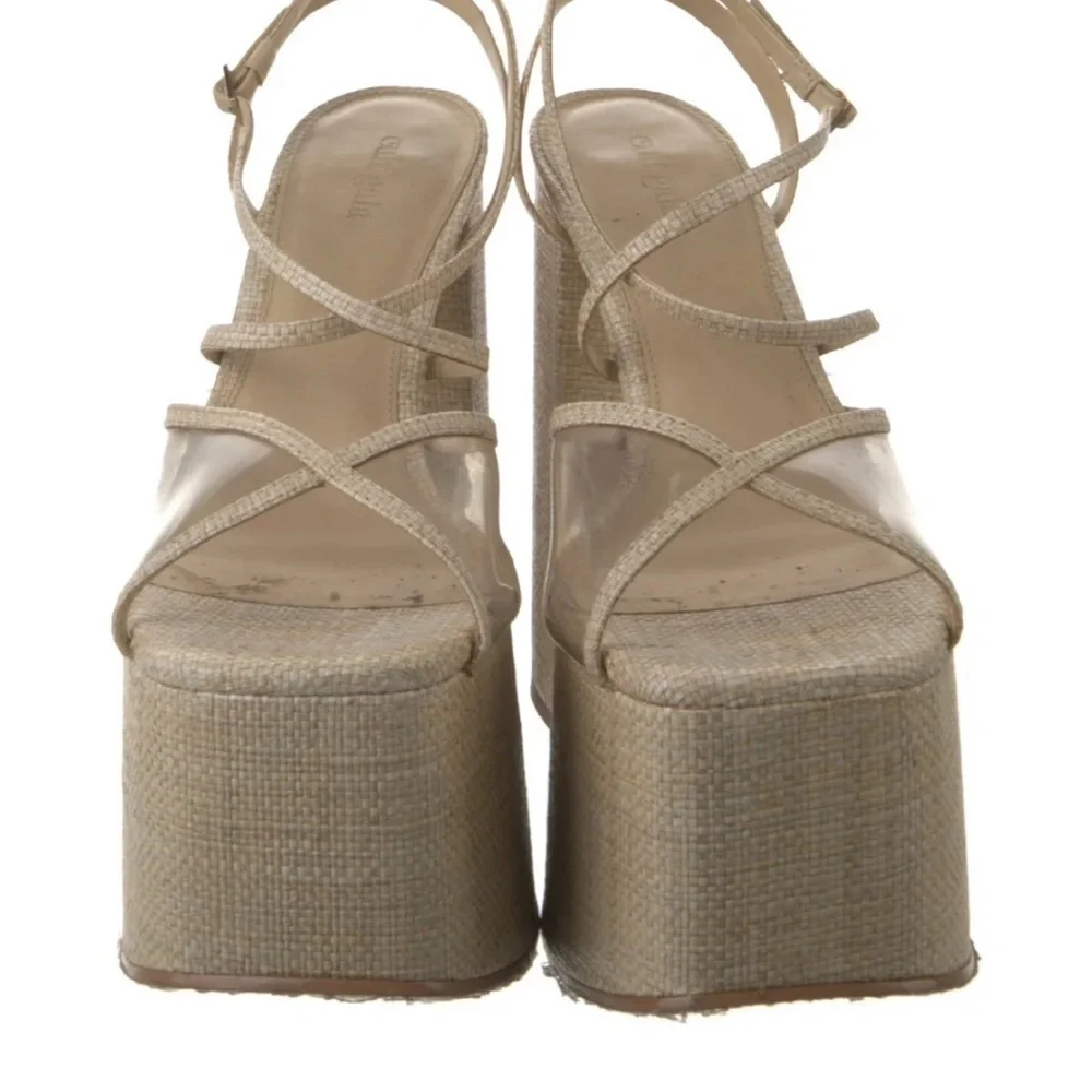 Cult Gaia Women’s Neutral Platform Strappy Sandal - Beige Sz 41